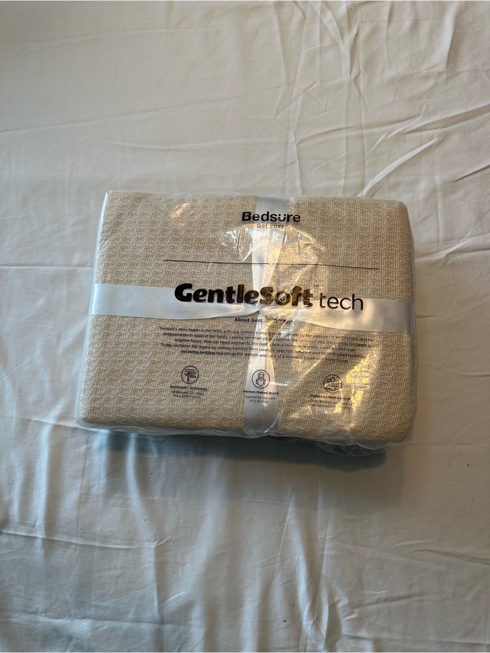 GentleSoft Tech Waffle Weave cotton blanket Cream